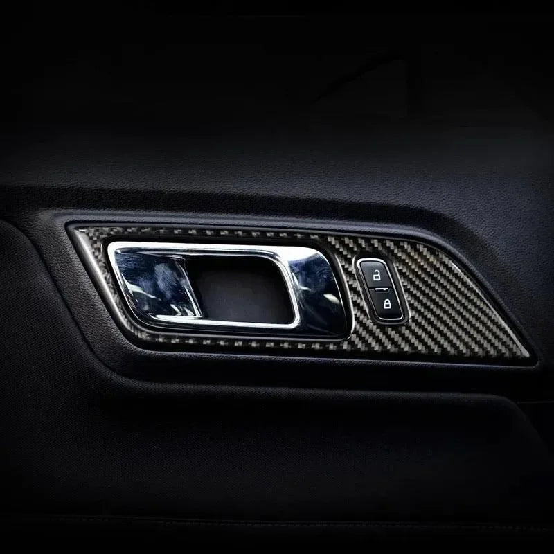Real Carbon Fiber Interior Door Handle Overlay for Mustang 2015-2023
