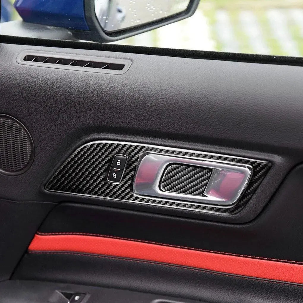 Mustang 2015-2023 Real Carbon Fiber Interior Door Handle Overlay