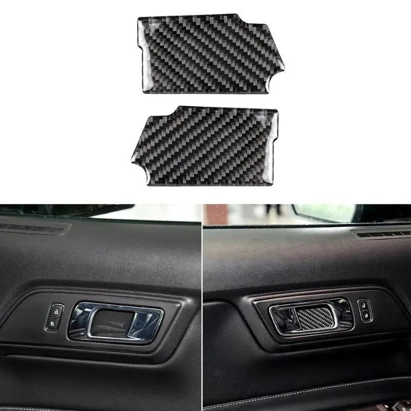 Mustang 2015-2023 Real Carbon Fiber Interior Door Handle Overlay