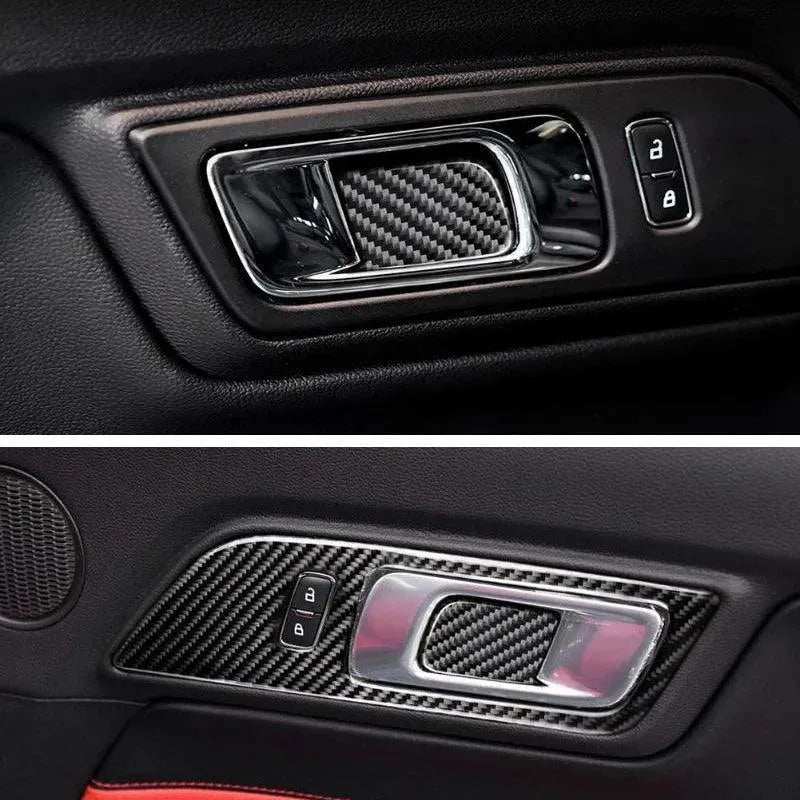 Mustang 2015-2023 Real Carbon Fiber Interior Door Handle Overlay