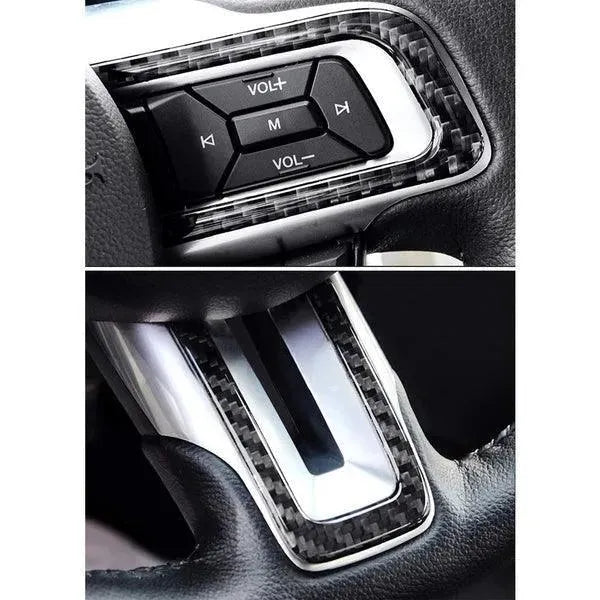 Mustang 2015-2023 Real Carbon Fiber Steering Wheel Stick-On Overlay