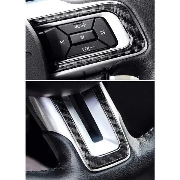 Mustang 2015-2023 Real Carbon Fiber Steering Wheel Stick-On Overlay