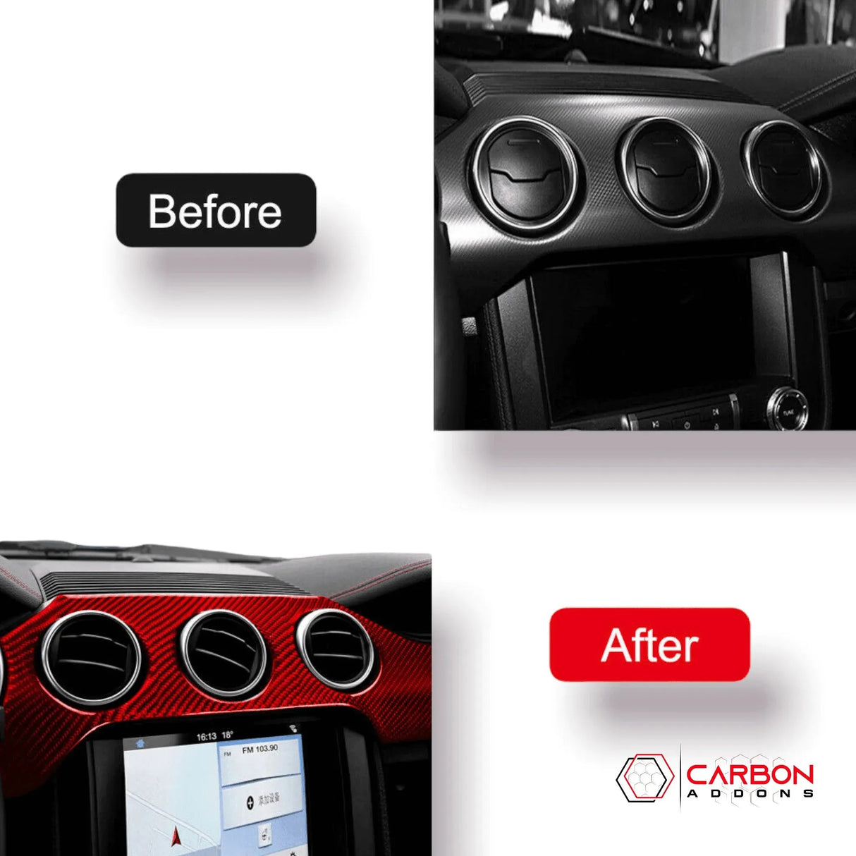 Mustang 2015-2023 Real Carbon Fiber Whole Front Dash Overlay