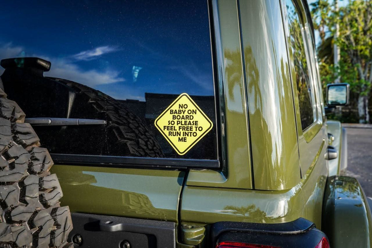 No Baby On Board Sticker 5" - Universal