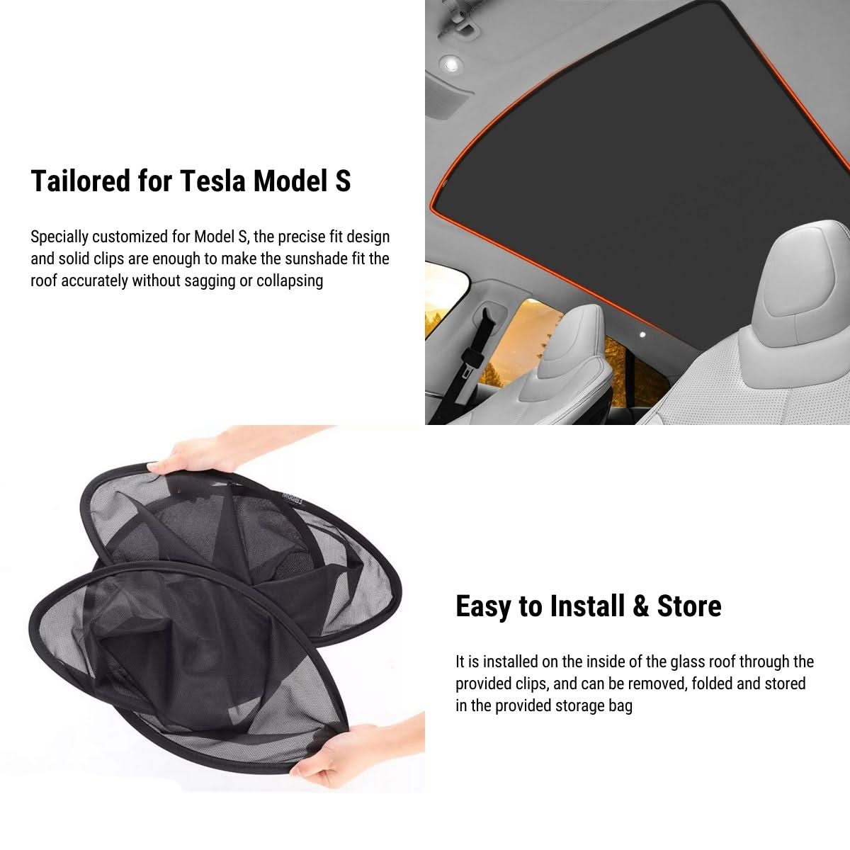 Panoramic Sunroof Sunshade for Tesla Model S