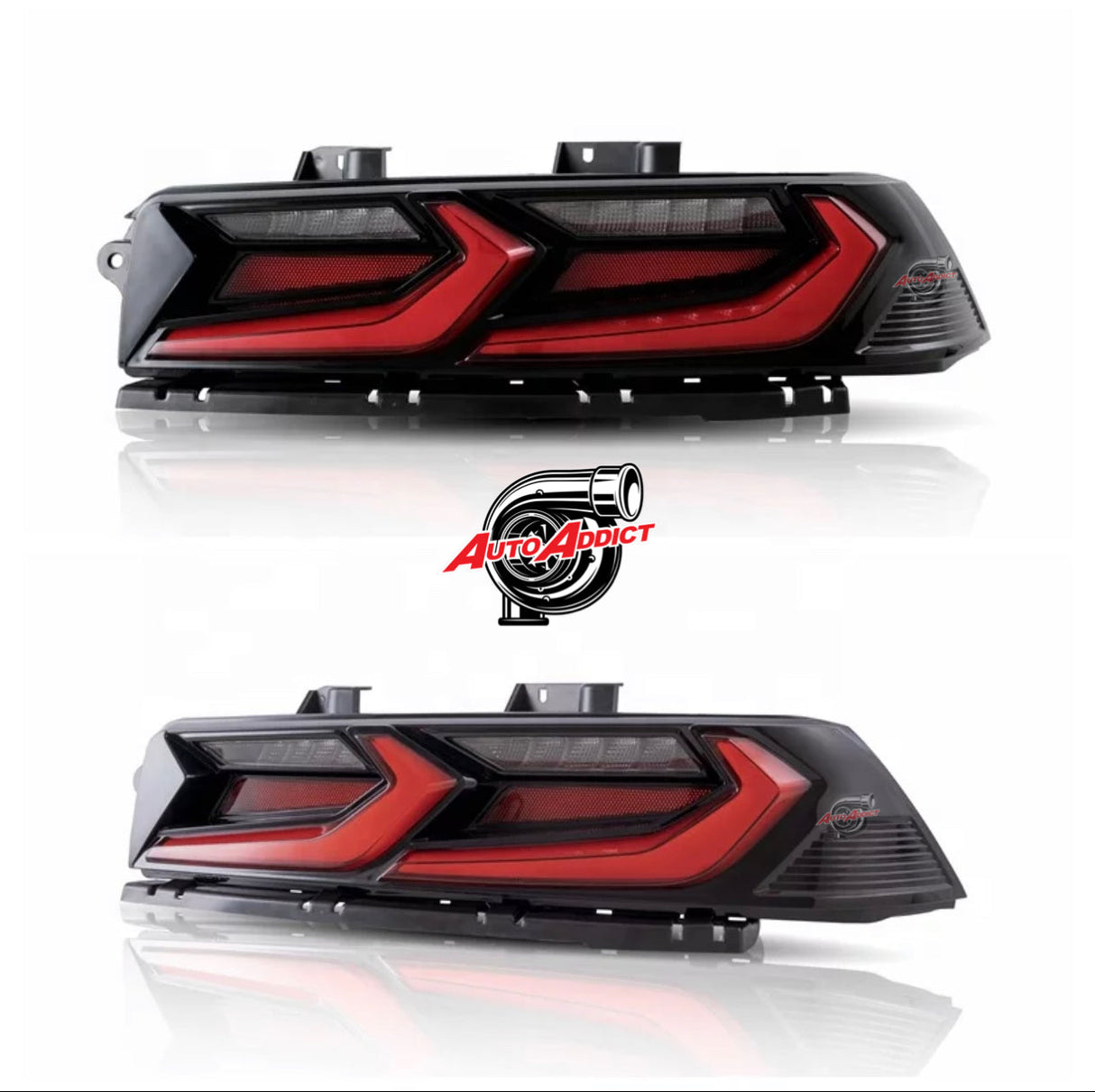 2010-2011 CHEVY CAMARO VELOX LED TAILLIGHTS GLOSS BLACK/RED LENS + CUSTOM HARNESS