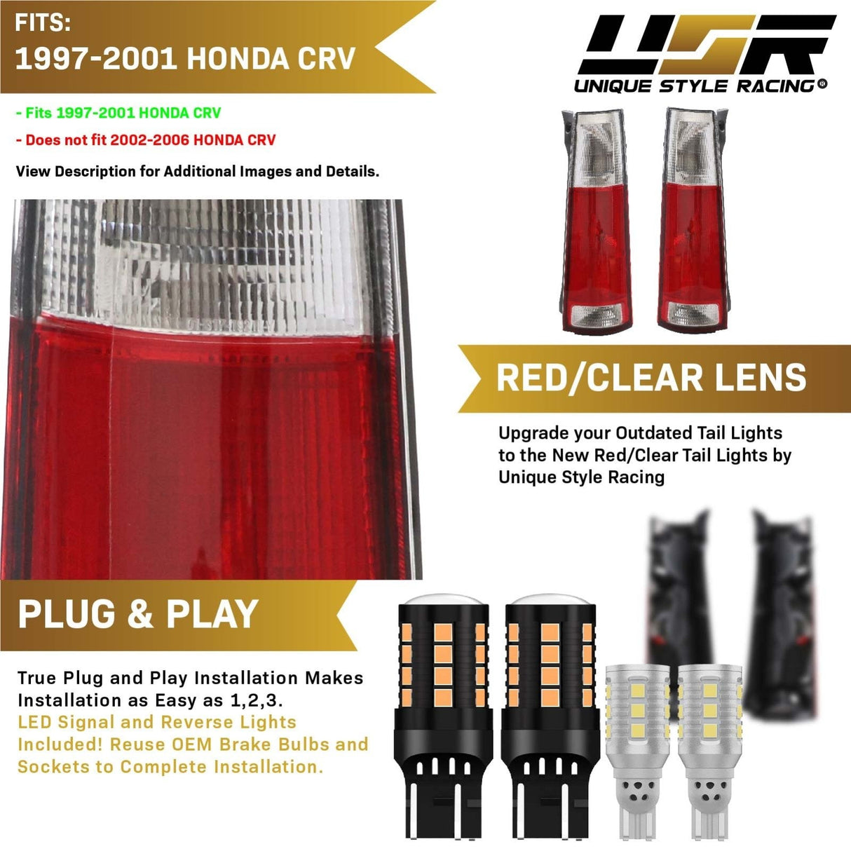 1997-2001 Honda CRV Red/Smoke Tail Light