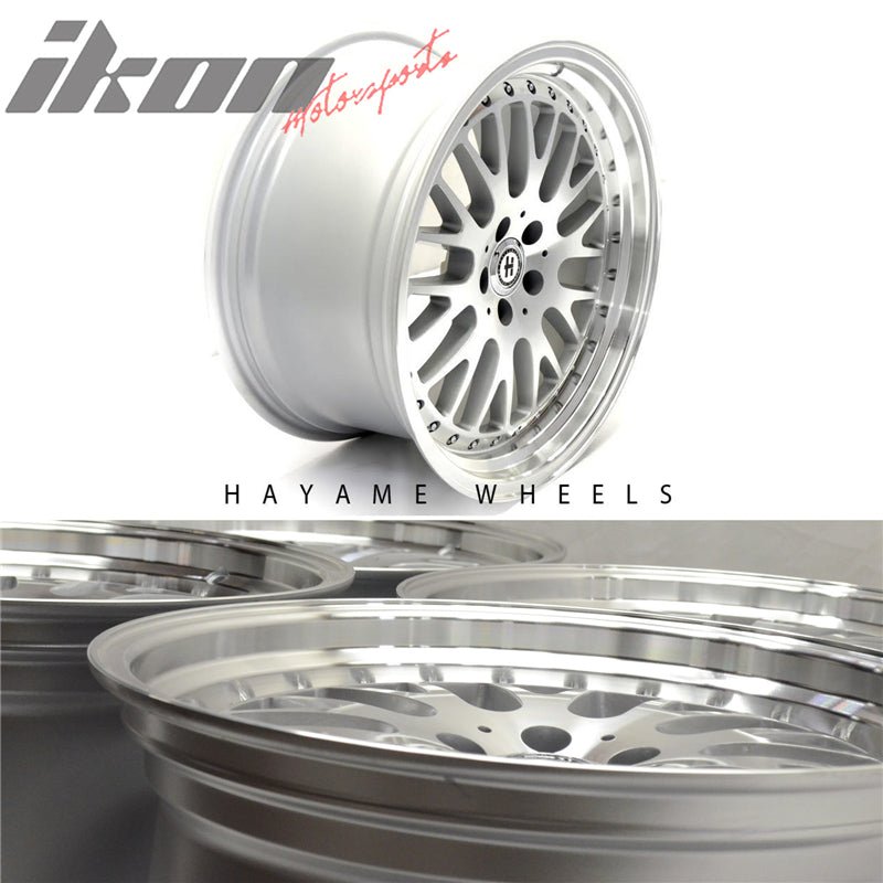 18x8.5in Hayame Wheels Silver Machine Lip & Chrome Rivets 5x100 x4