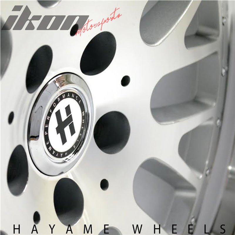 18x8.5in Hayame Wheels Silver Machine Lip & Chrome Rivets 5x100 x4