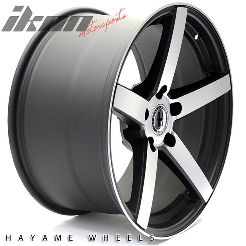 18x9.5 Hayame Wheel Matte Black Machined Face 5 x 112 Squared x4
