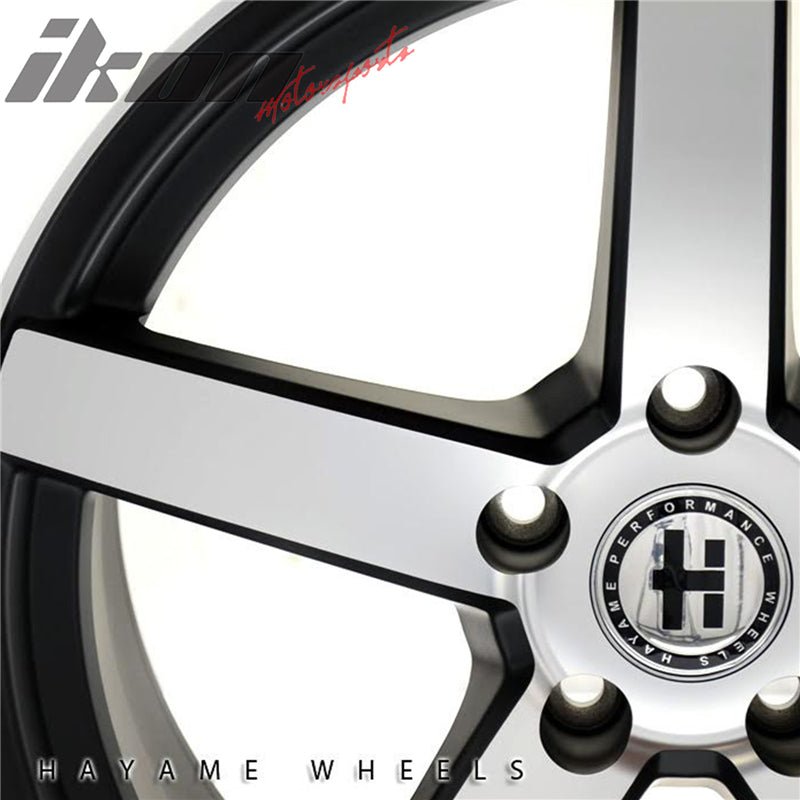 18x9.5 Hayame Wheel Matte Black Machined Face 5 x 112 Squared x4