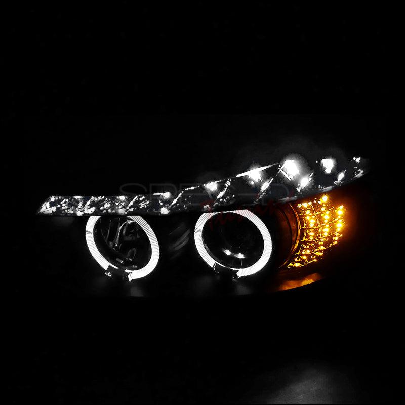 Spec-D Projector Headlights BMW 325i 330i 335i E90 Sedan (06-08) Halo LED - Black / Chrome / Tinted