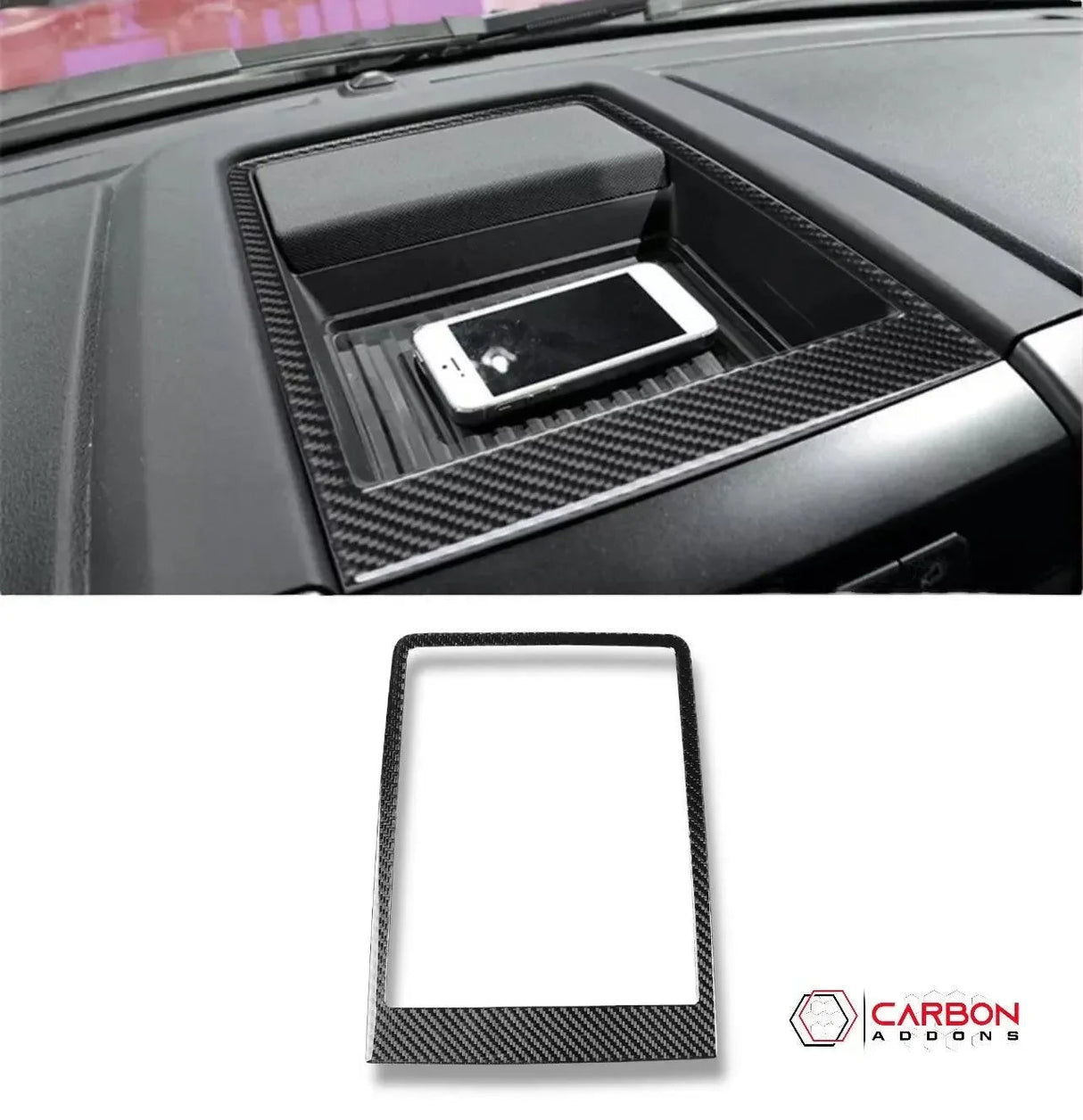 Real Carbon Fiber Center Console Dashboard Storage Trim Overlay | 2015-2020 F150