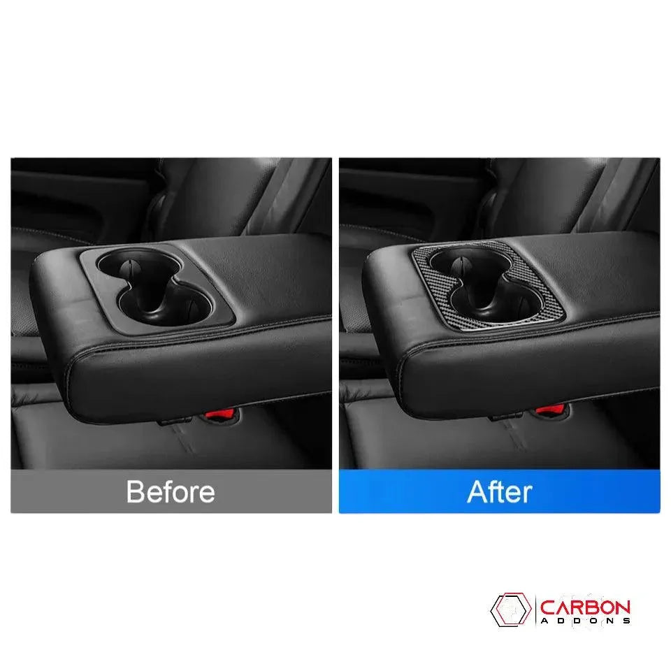 Real Carbon Fiber Cup Holder Trim Overlay for 2011-2020 Dodge Durango
