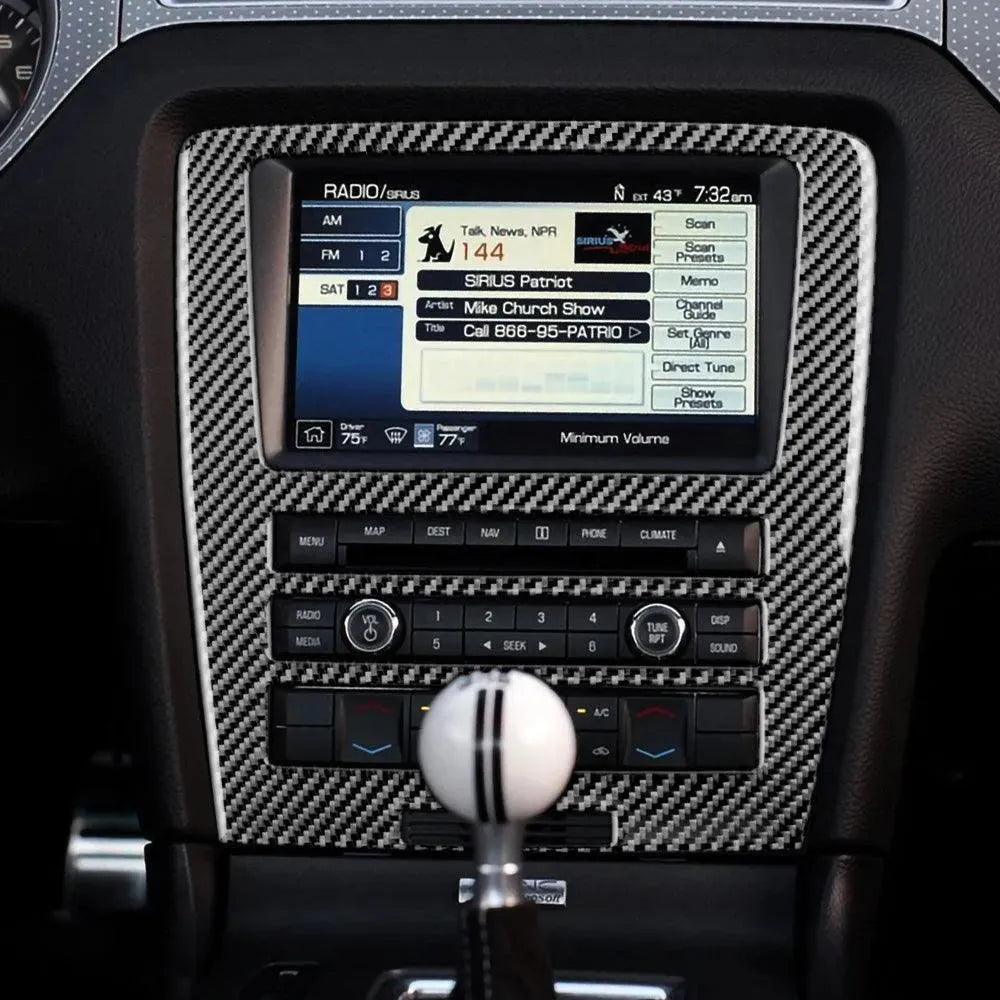 Real Carbon Fiber RADIO Navigation Multimedia Infotainment Trim Overlay For Mustang 2010-2014