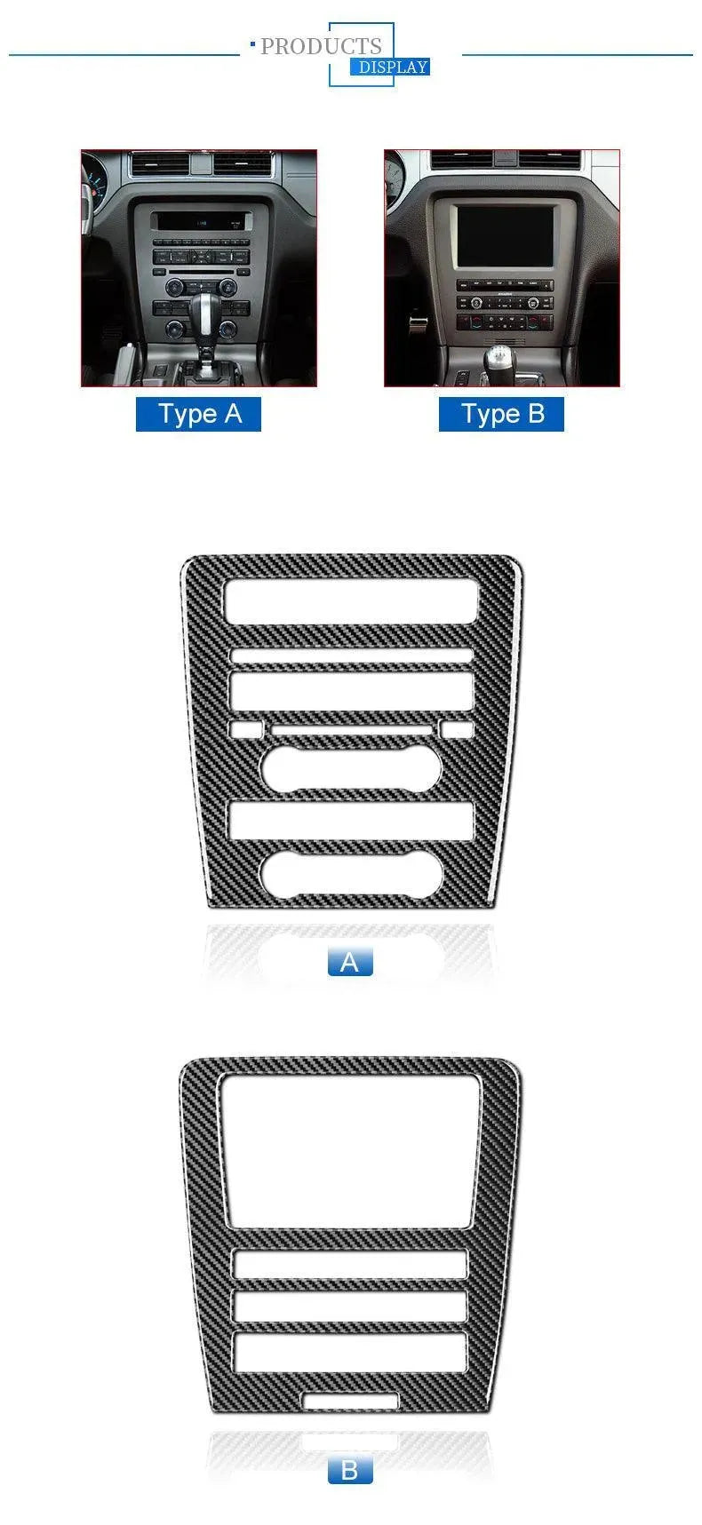 Real Carbon Fiber RADIO Navigation Multimedia Infotainment Trim Overlay For Mustang 2010-2014