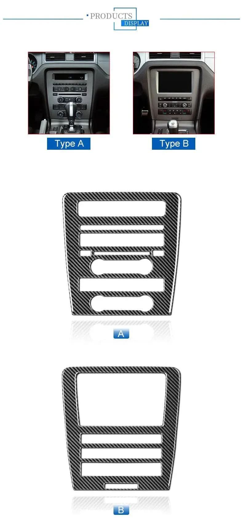 Real Carbon Fiber RADIO Navigation Multimedia Infotainment Trim Overlay For Mustang 2010-2014