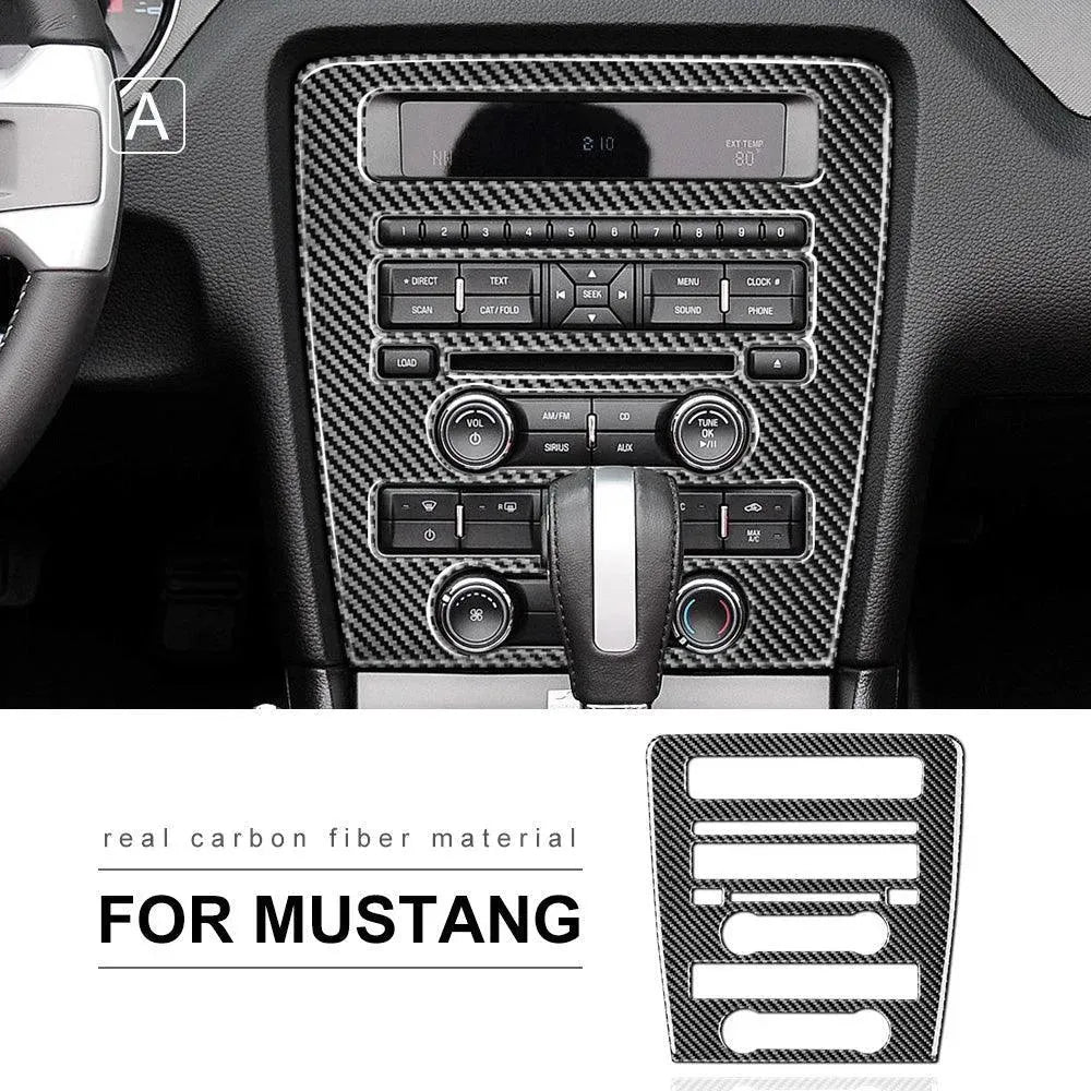 Real Carbon Fiber RADIO Navigation Multimedia Infotainment Trim Overlay For Mustang 2010-2014