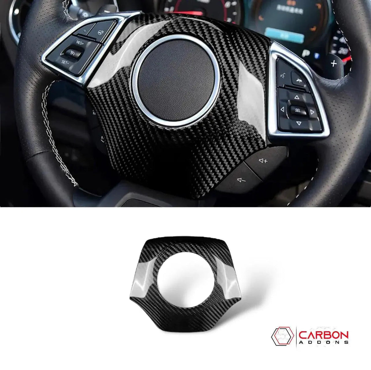 Real Carbon Fiber Steering Airbag Cover | For 2016-2024 Chevy Camaro