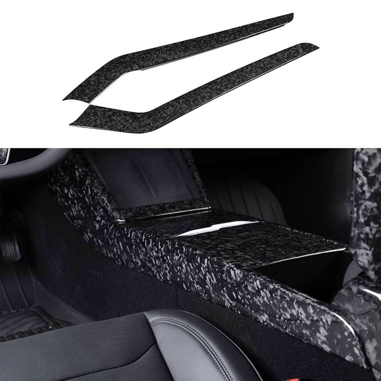Real Dry Carbon Fiber Center Console Side Panel Overlays for Model 3 Highland / Model Y Juniper(2 Pieces)