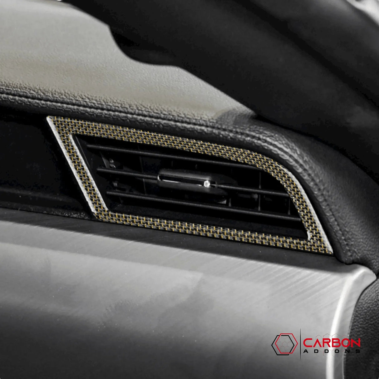 Reflective Carbon Fiber Dashboard AC Vent Trim Overlay for Mustang 2015-2023 -2pcs