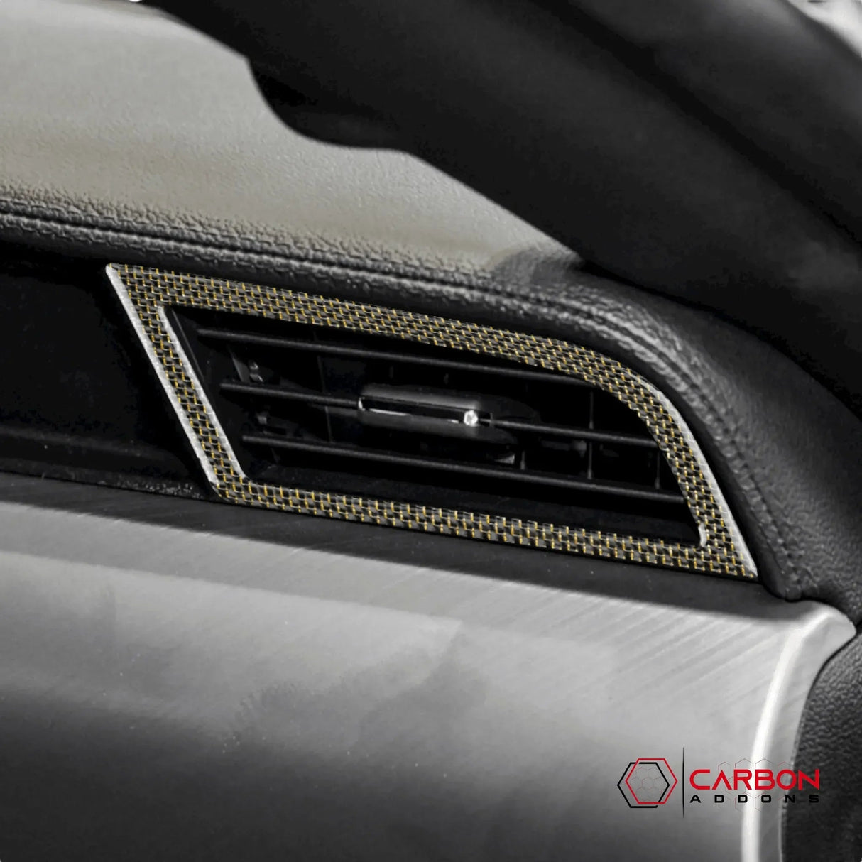 Reflective Carbon Fiber Dashboard AC Vent Trim Overlay for Mustang 2015-2023 -2pcs