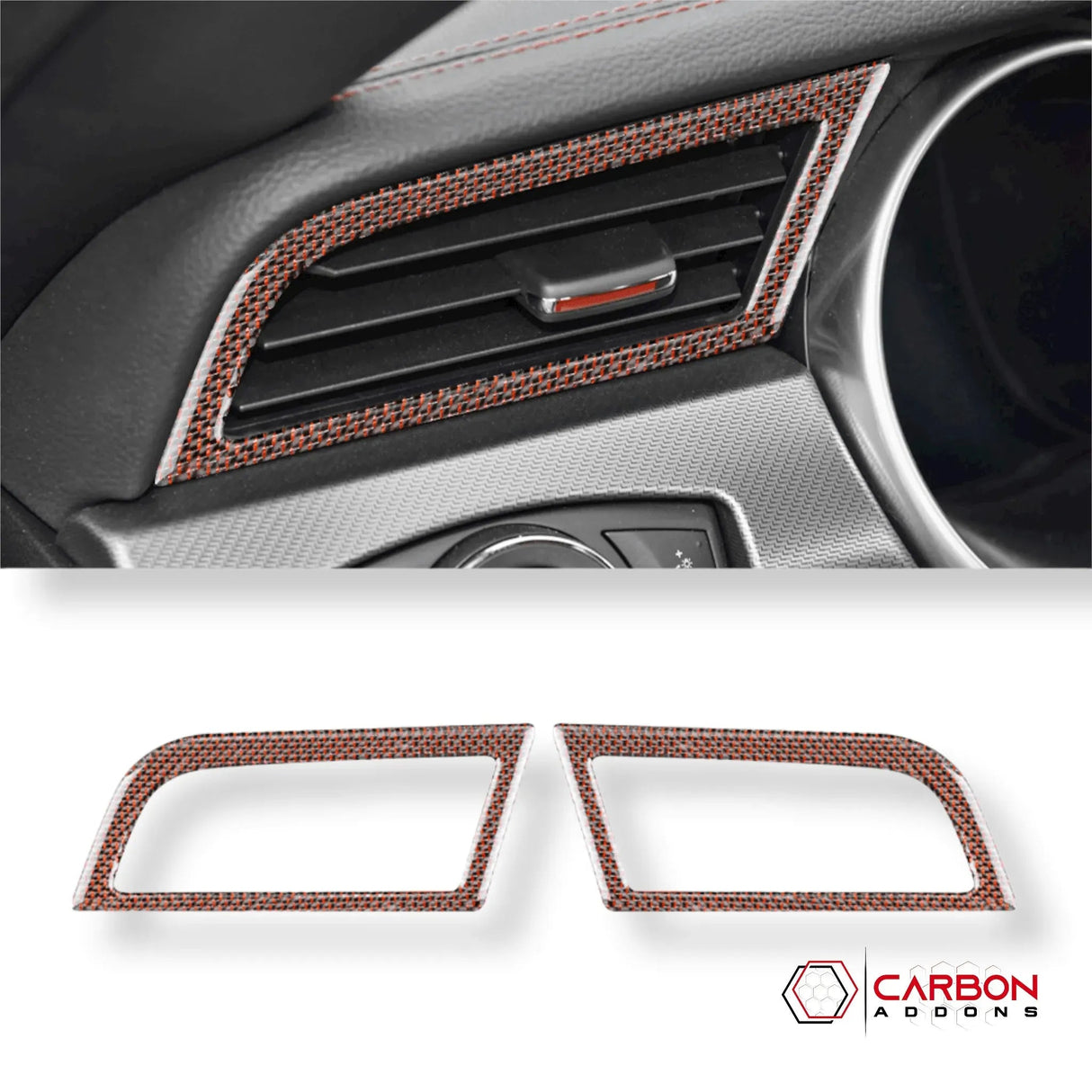 Reflective Carbon Fiber Dashboard AC Vent Trim Overlay for Mustang 2015-2023 -2pcs