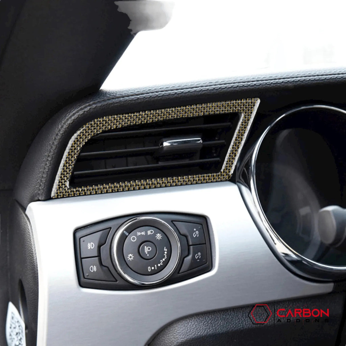 Reflective Carbon Fiber Dashboard AC Vent Trim Overlay for Mustang 2015-2023 -2pcs