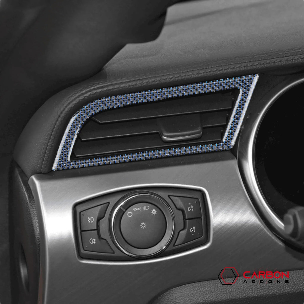 Reflective Carbon Fiber Dashboard AC Vent Trim Overlay for Mustang 2015-2023 -2pcs