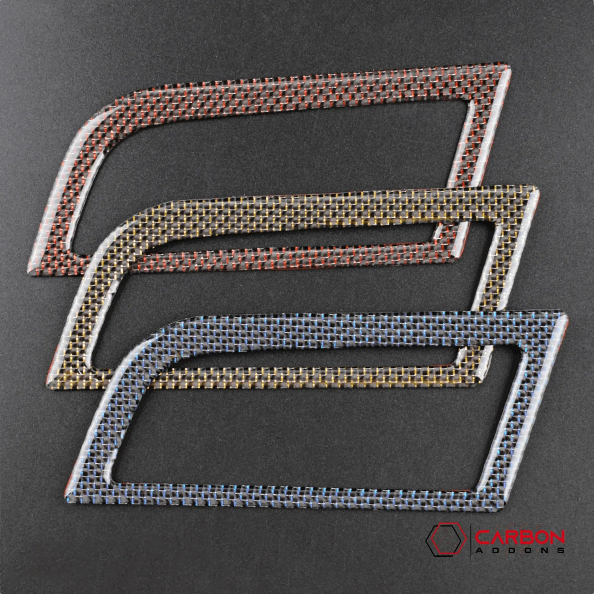 Reflective Carbon Fiber Dashboard AC Vent Trim Overlay for Mustang 2015-2023 -2pcs