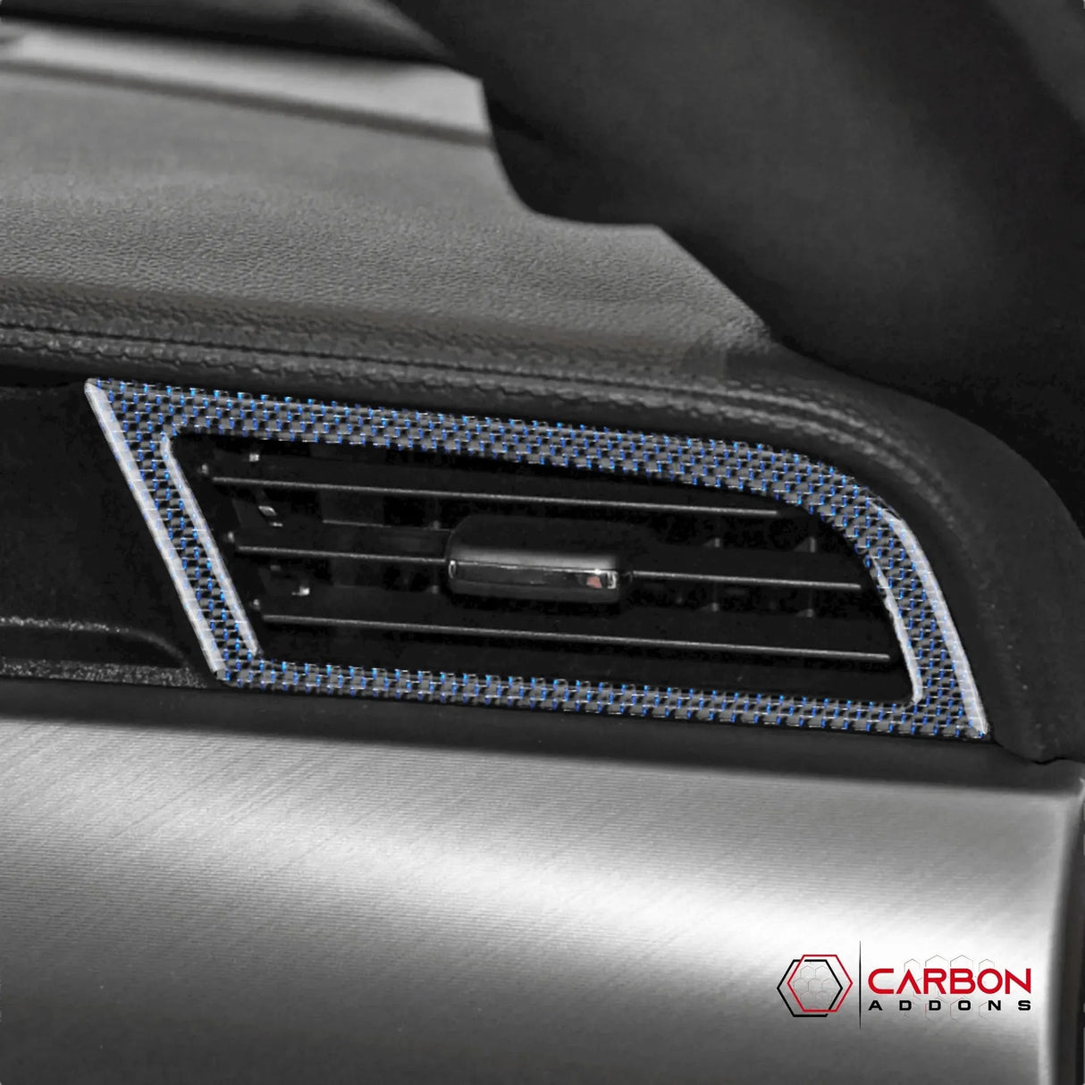 Reflective Carbon Fiber Dashboard AC Vent Trim Overlay for Mustang 2015-2023 -2pcs