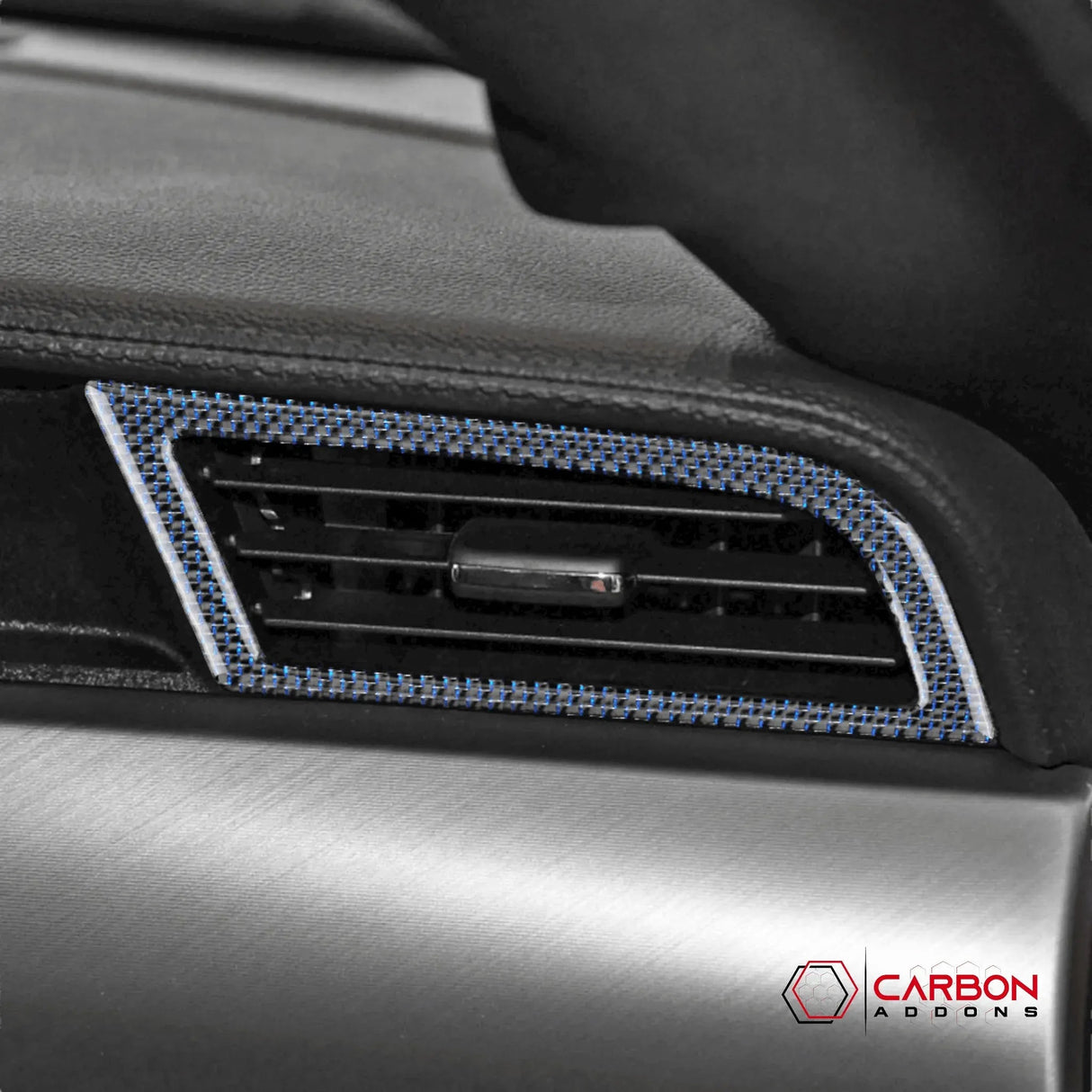 Reflective Carbon Fiber Dashboard AC Vent Trim Overlay for Mustang 2015-2023 -2pcs