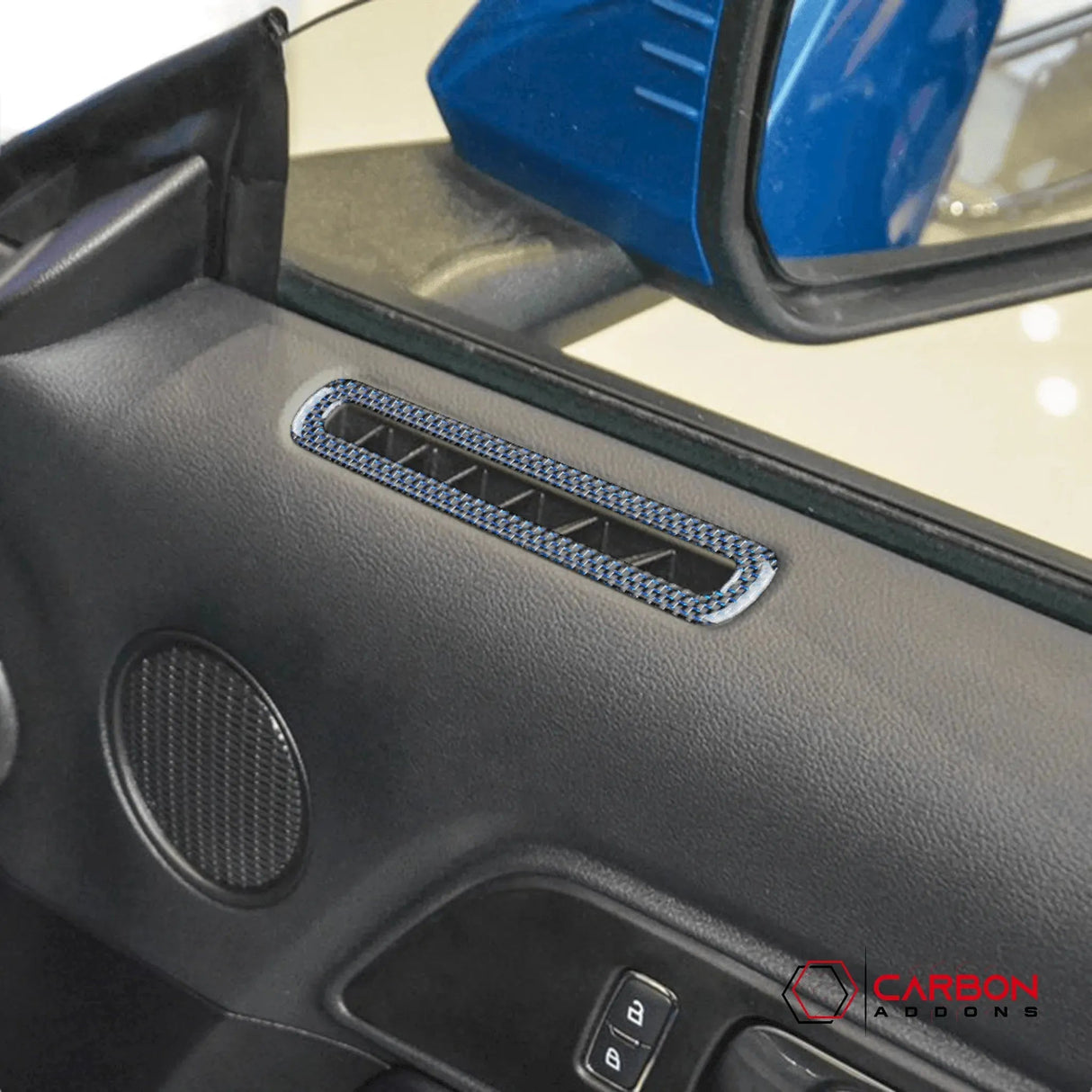 Reflective Carbon Fiber Door Air Outlet Overlay for Mustang 2015-2023