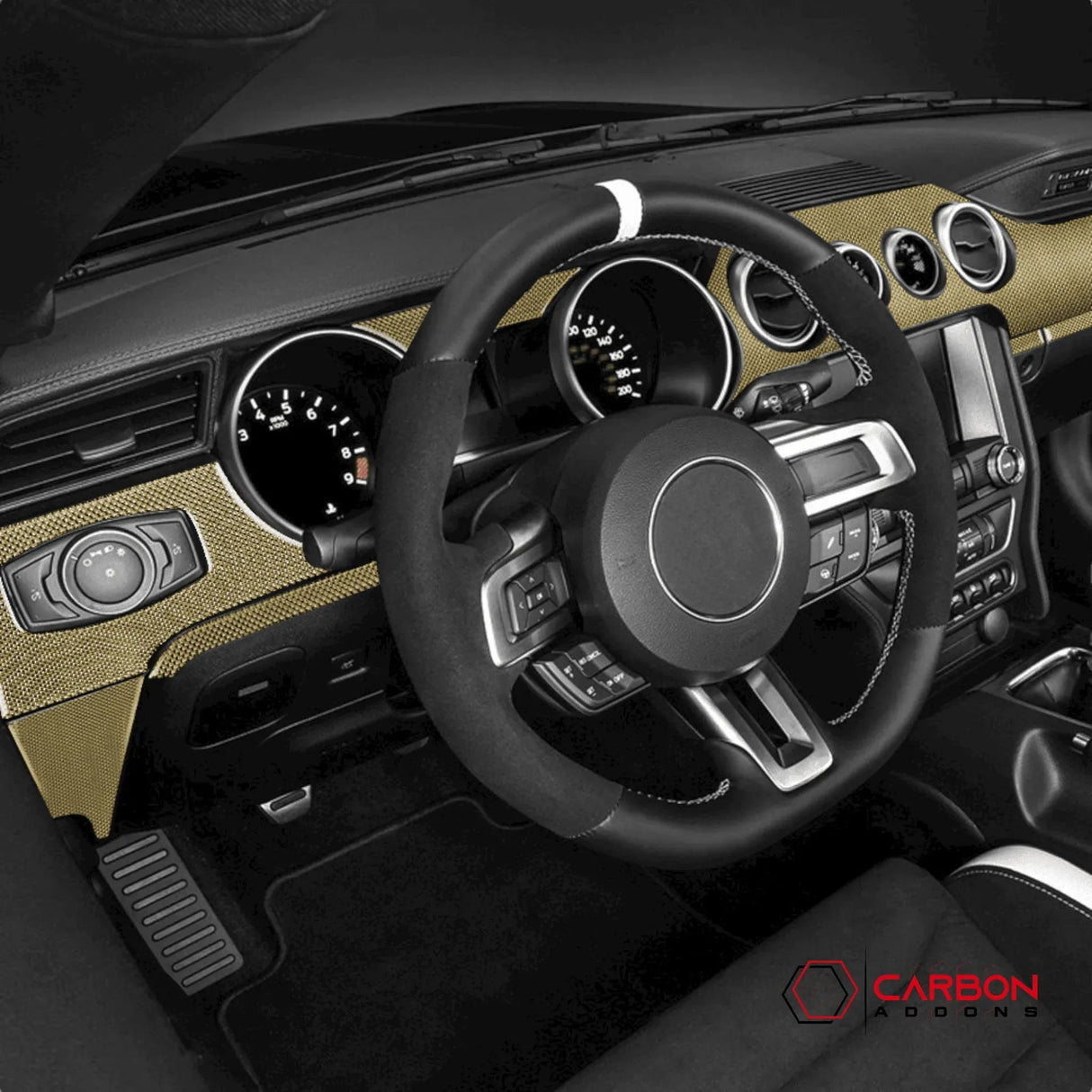 Reflective Carbon Fiber Full Dashboard Set for Mustang 2015-2023