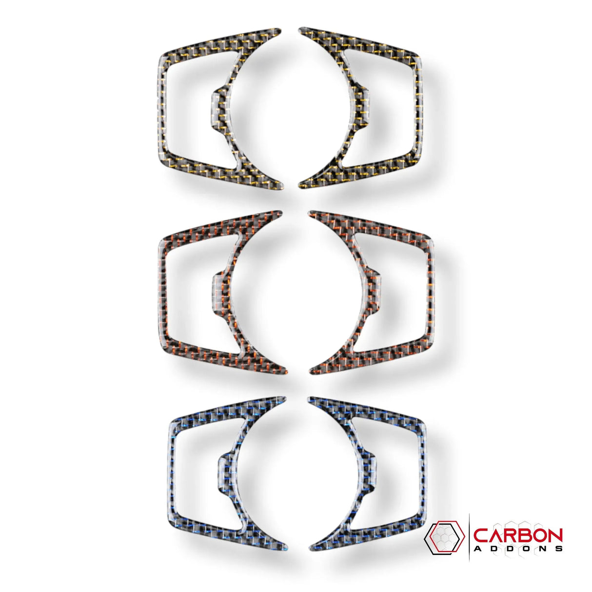 Reflective Carbon Fiber Headlight Switch Trim Overlay For Mustang 2015-2023