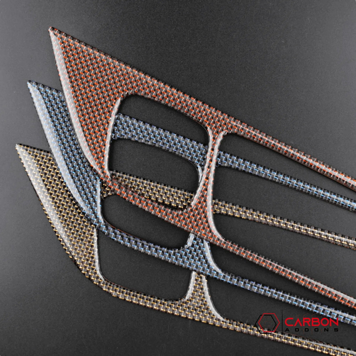 Reflective Carbon Fiber Interior Door Handle Trim Overlay for Mustang 2015-2023