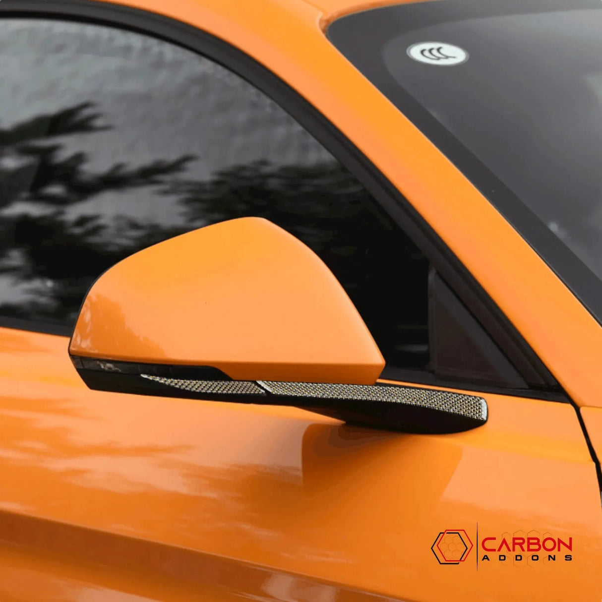 Carbon Fiber Rear View Mirror Trim Overlay For Mustang 2015-2023