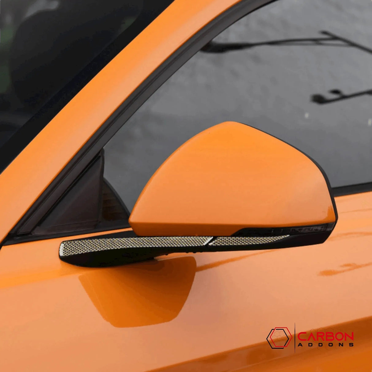 Carbon Fiber Rear View Mirror Trim Overlay For Mustang 2015-2023