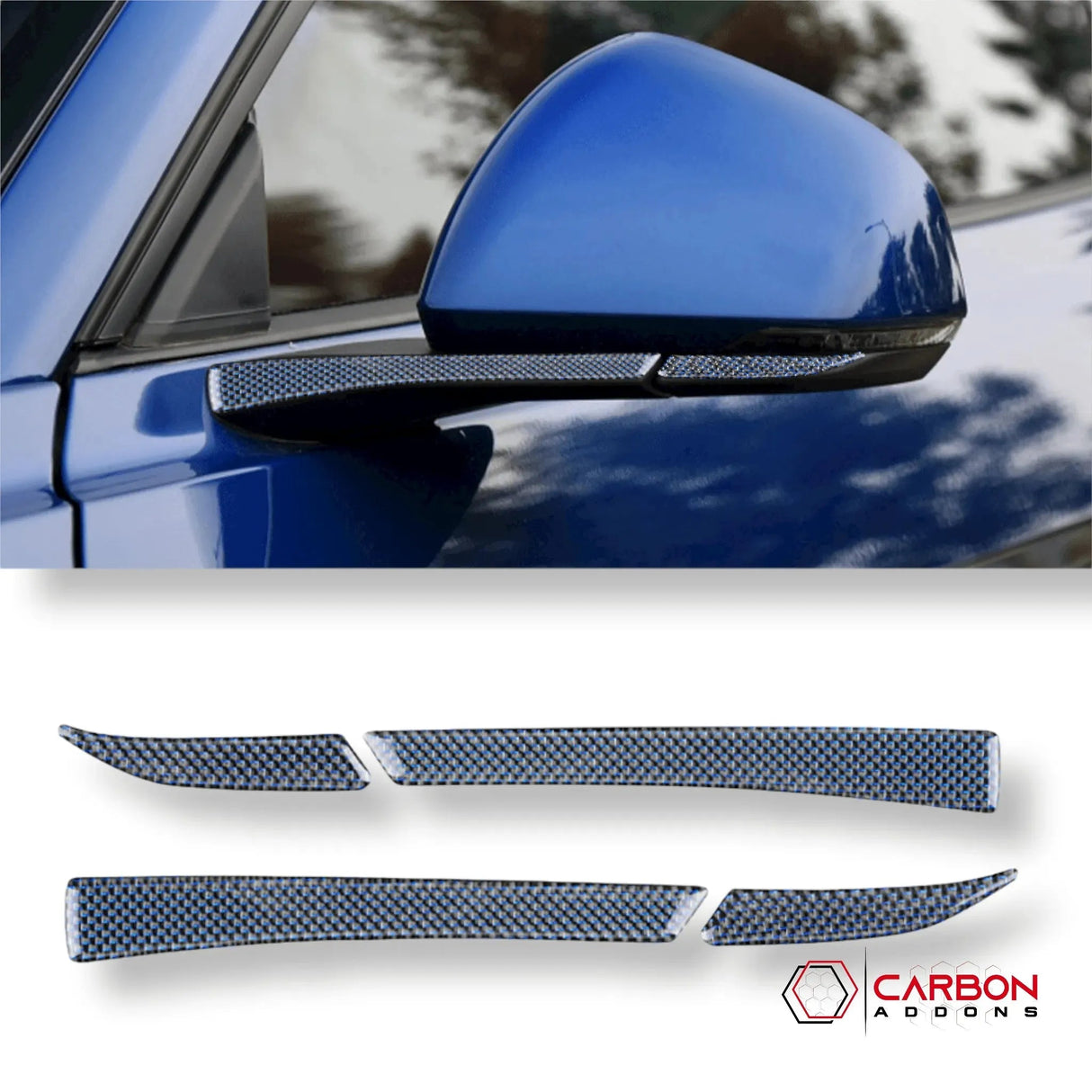 Carbon Fiber Rear View Mirror Trim Overlay For Mustang 2015-2023