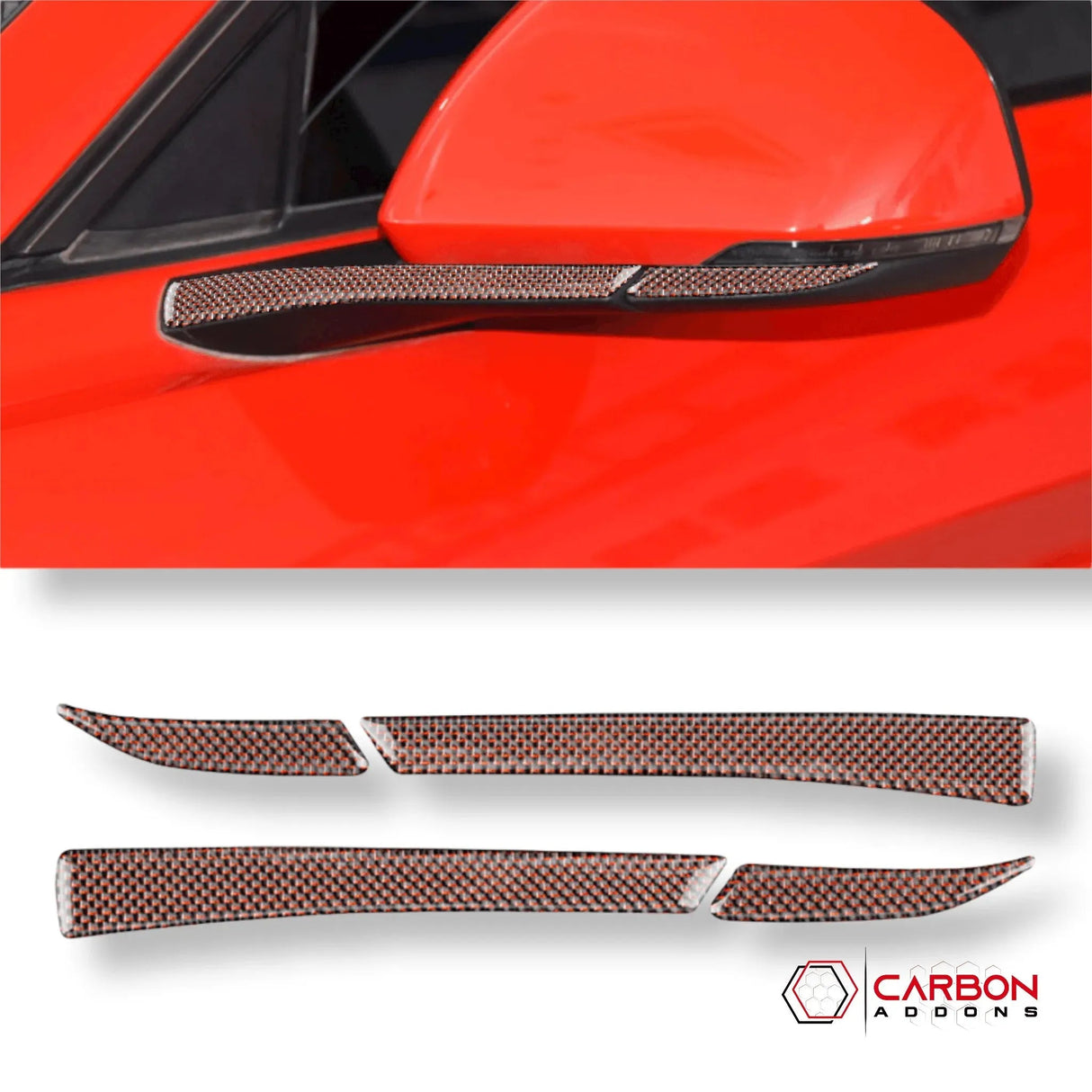Carbon Fiber Rear View Mirror Trim Overlay For Mustang 2015-2023