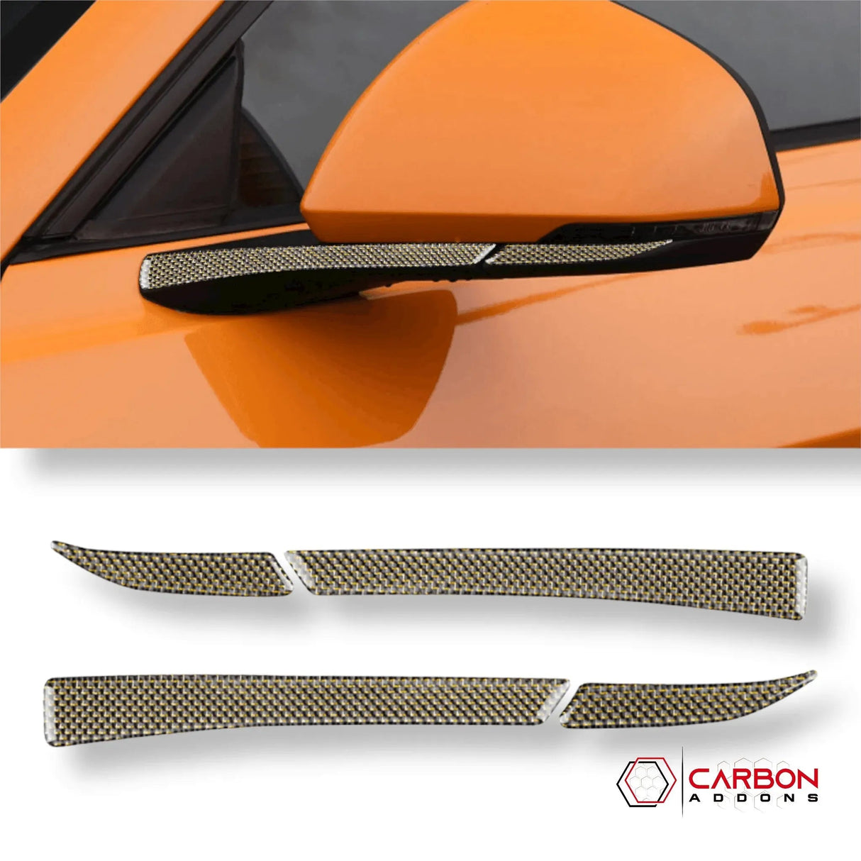 Carbon Fiber Rear View Mirror Trim Overlay For Mustang 2015-2023