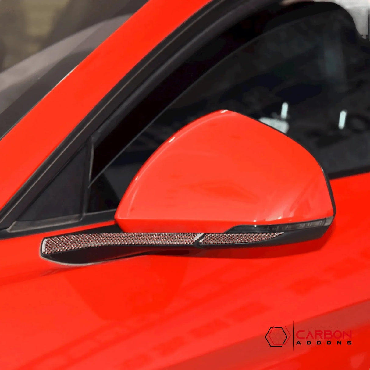 Carbon Fiber Rear View Mirror Trim Overlay For Mustang 2015-2023
