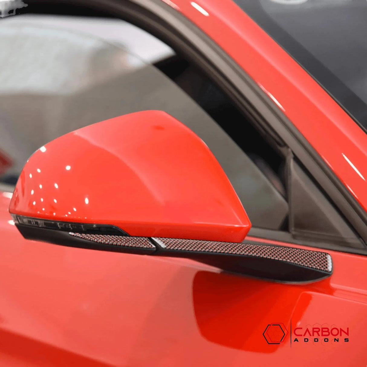 Carbon Fiber Rear View Mirror Trim Overlay For Mustang 2015-2023