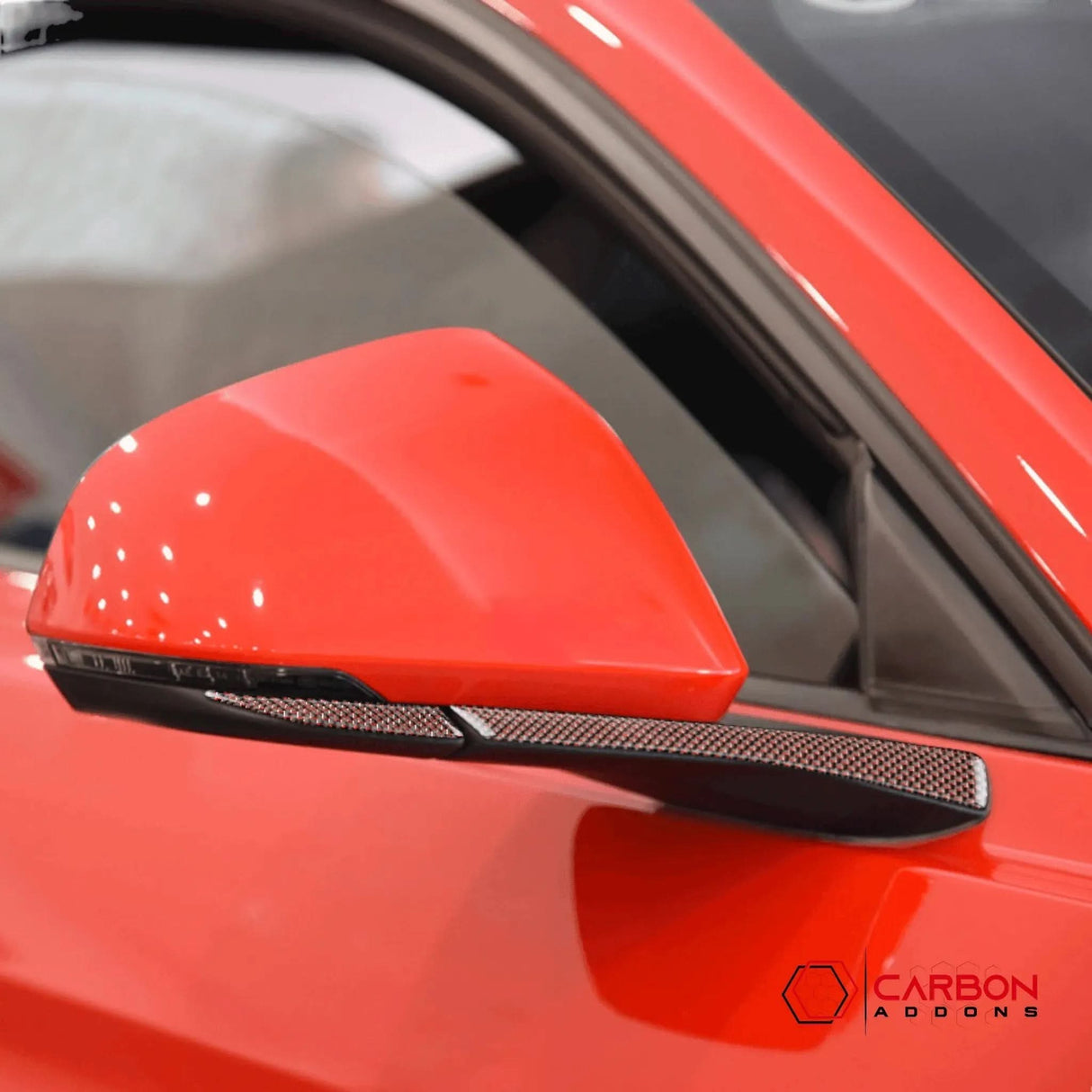 Carbon Fiber Rear View Mirror Trim Overlay For Mustang 2015-2023