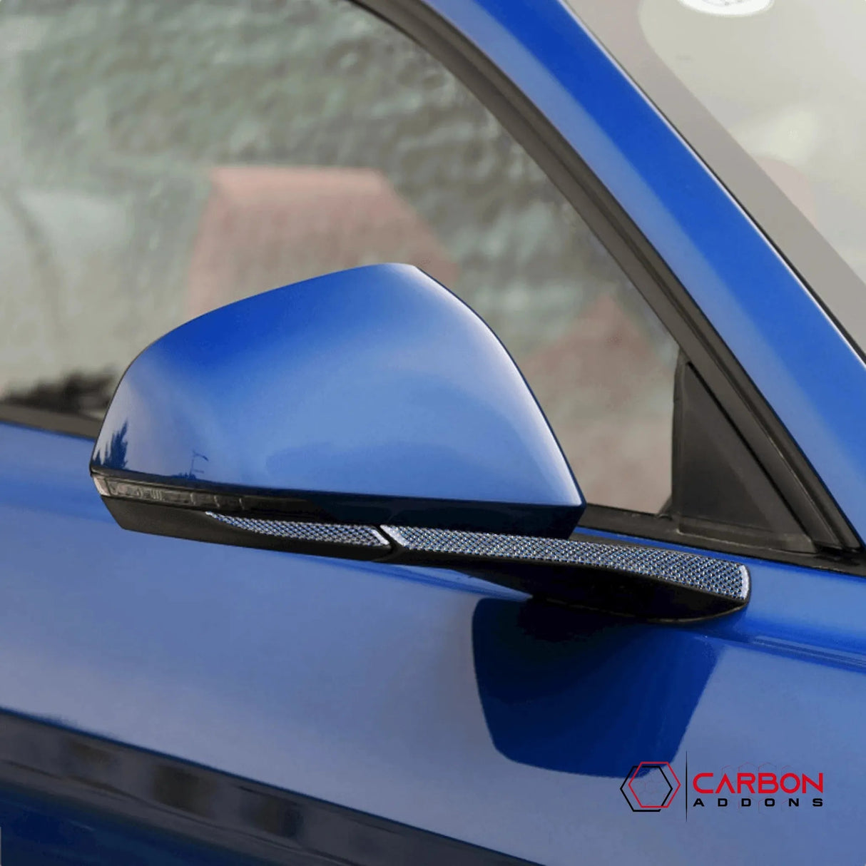 Carbon Fiber Rear View Mirror Trim Overlay For Mustang 2015-2023