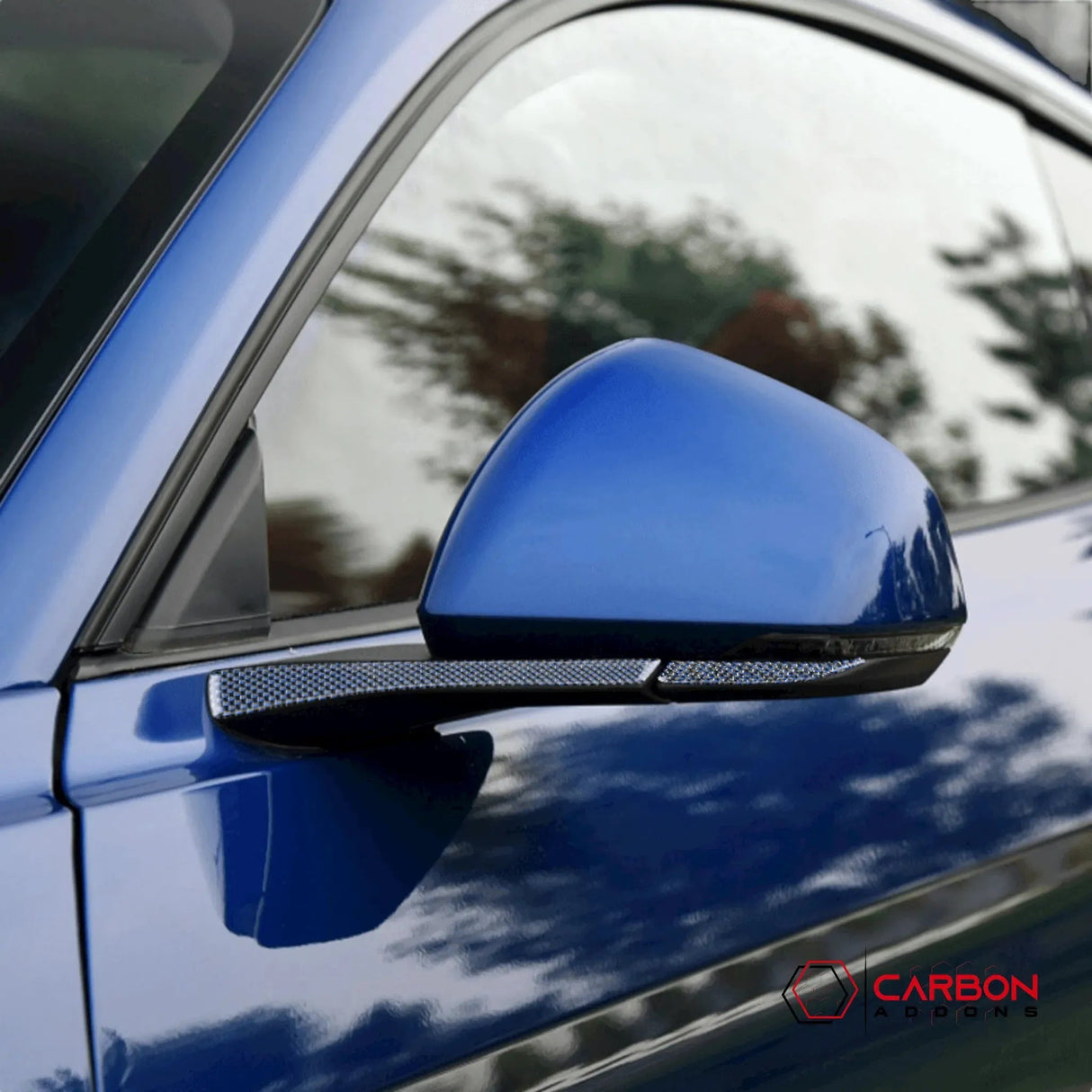 Carbon Fiber Rear View Mirror Trim Overlay For Mustang 2015-2023