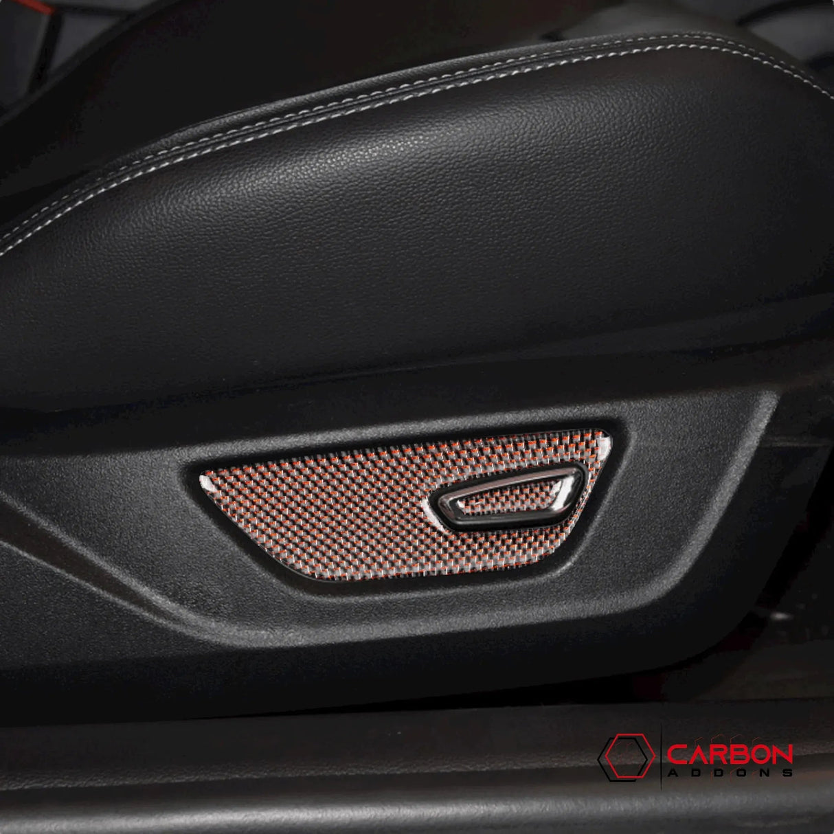 Reflective Carbon Fiber Seat Function Control Trim Overlay For Mustang 2015-2023