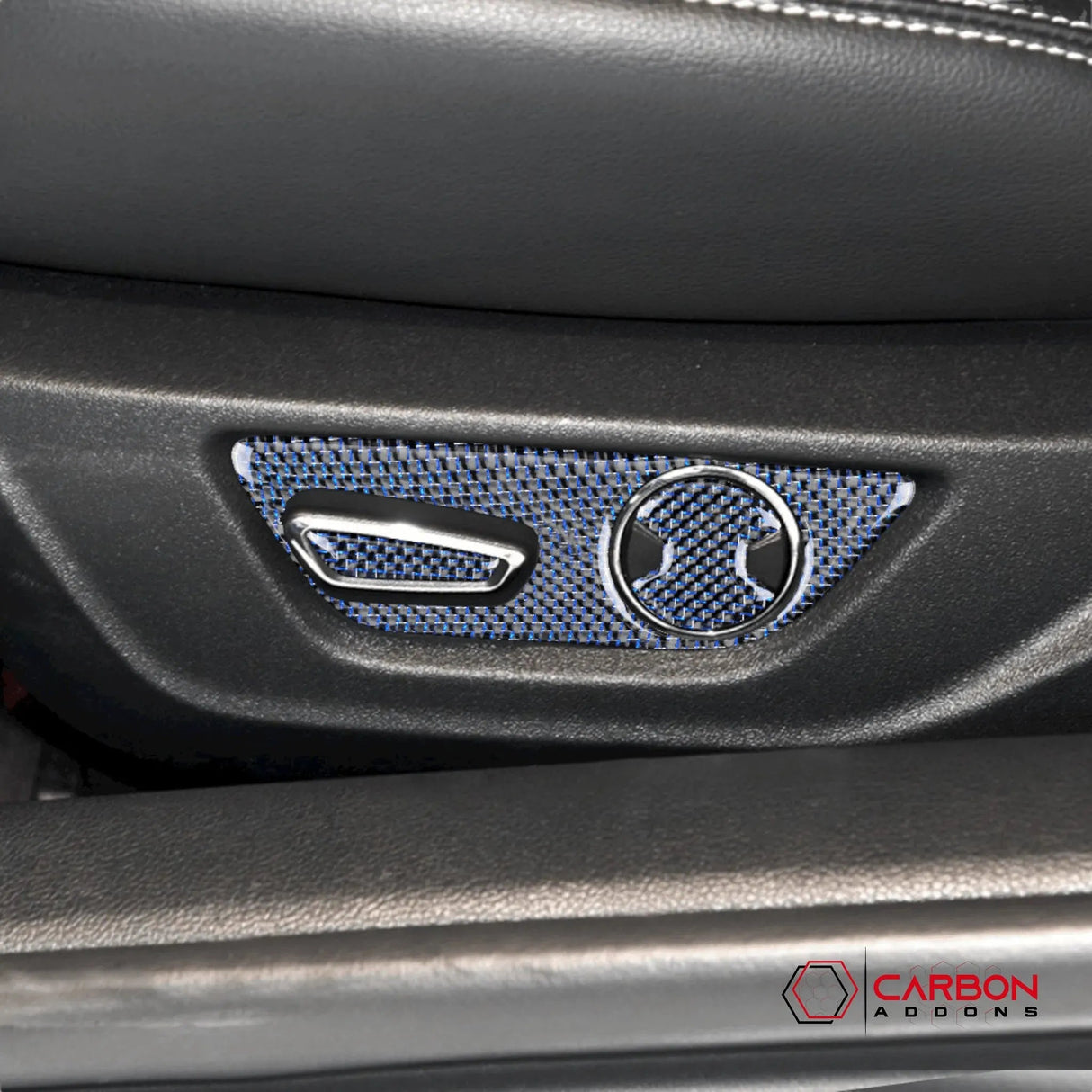 Reflective Carbon Fiber Seat Function Control Trim Overlay For Mustang 2015-2023