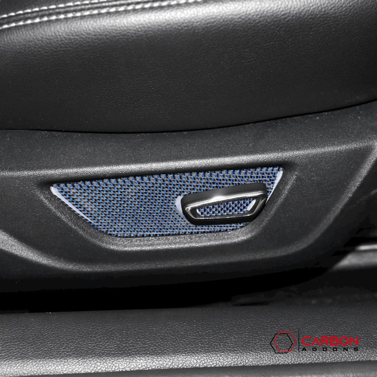 Reflective Carbon Fiber Seat Function Control Trim Overlay For Mustang 2015-2023
