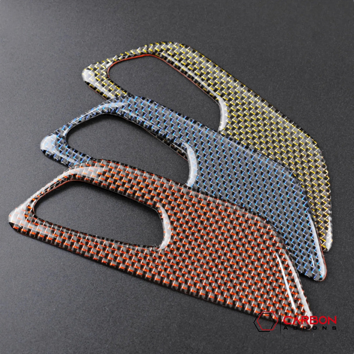 Reflective Carbon Fiber Seat Function Control Trim Overlay For Mustang 2015-2023